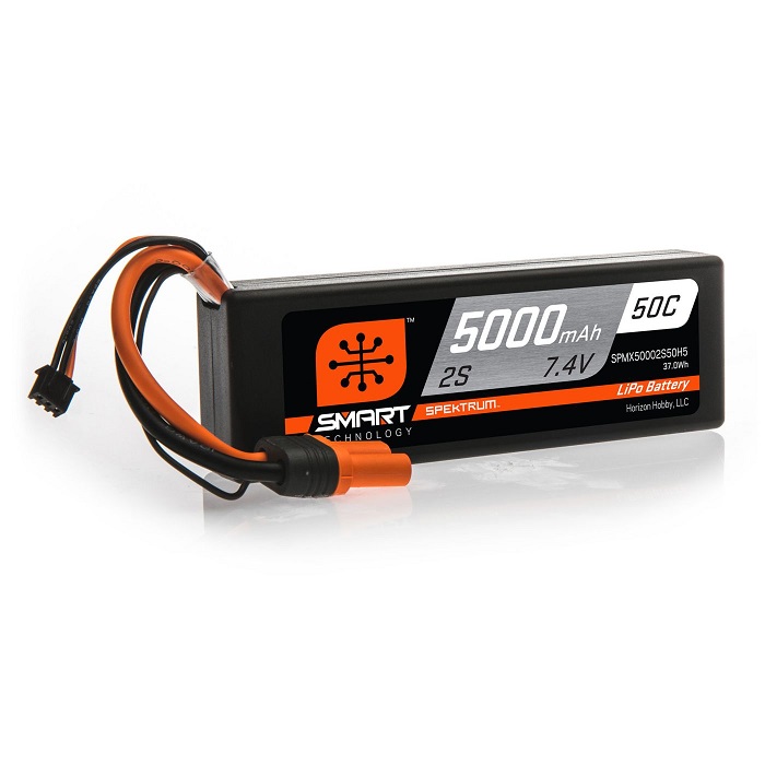 Spektrum 7.4V 5000mAh 2S 50C Smart LiPo IC5